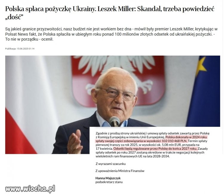 Rzad Tuska splaca pozyczke Ukrainy.